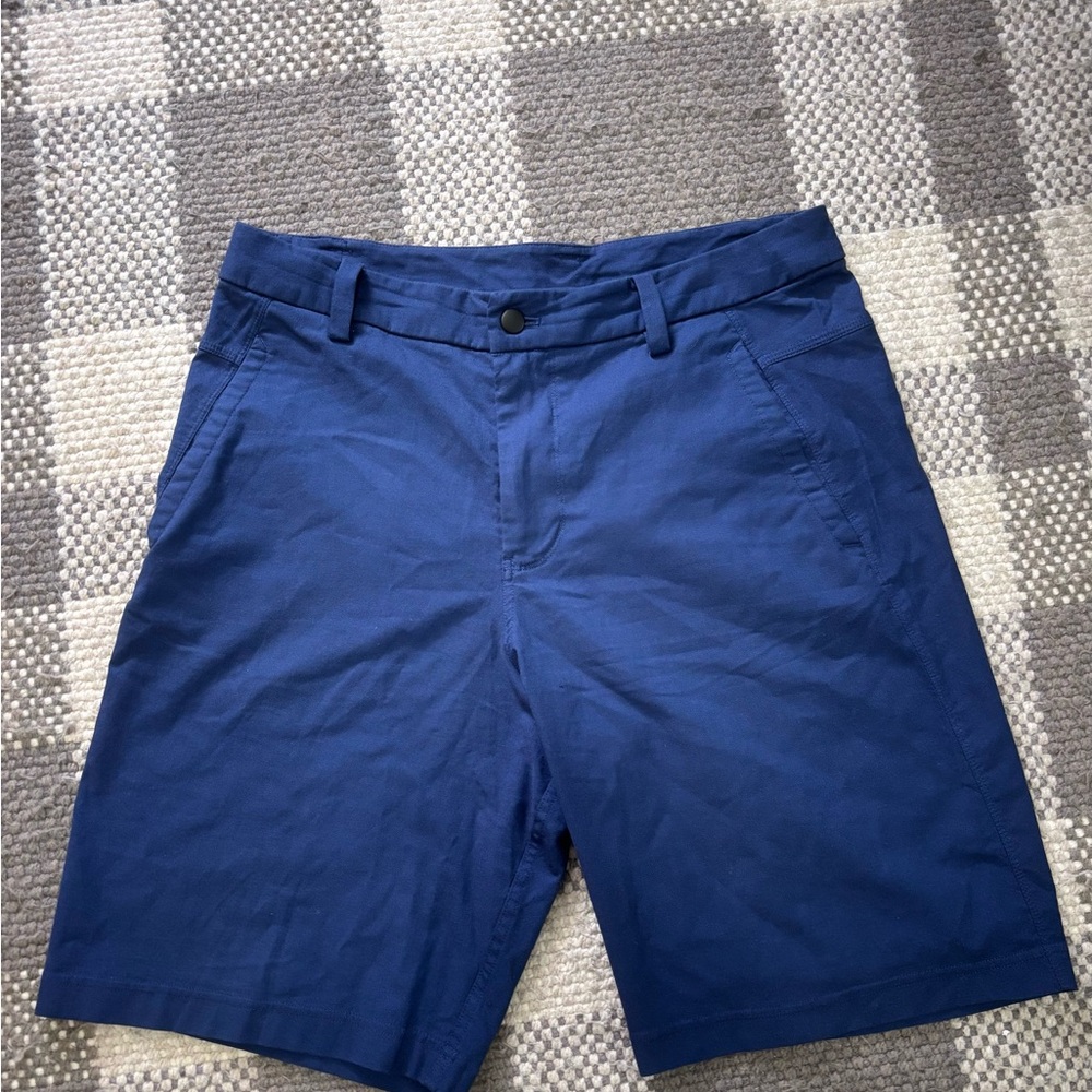 Lululemon Men’s Chino Shorts 34 In Blue 10” Inseam Button Up Cotton Blend